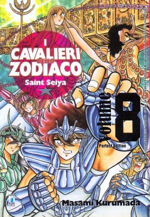 Pubblicazione "Cavalieri Zodiaco Perfect Ed. 8" di Edizioni Star Comics con copertina illustrata.