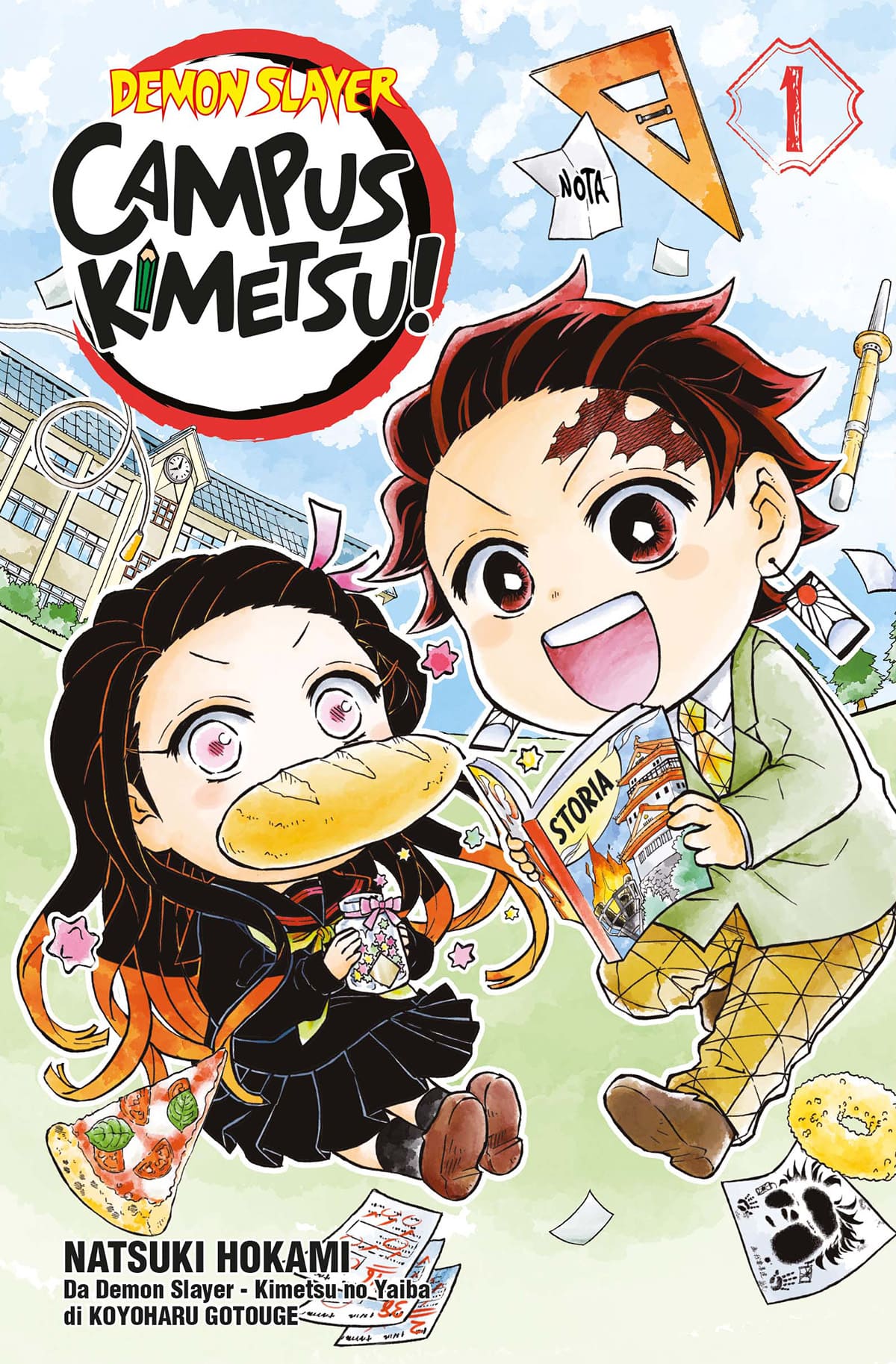 Pubblicazione Demon Slayer Campus Kimetsu di Edizioni Star Comics, copertina con personaggi del manga Demon Slayer.