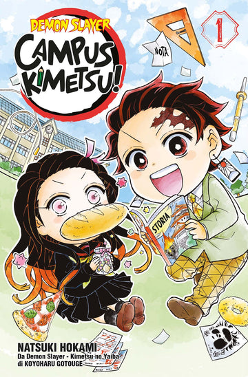 Pubblicazione Demon Slayer Campus Kimetsu di Edizioni Star Comics, copertina con personaggi del manga Demon Slayer.