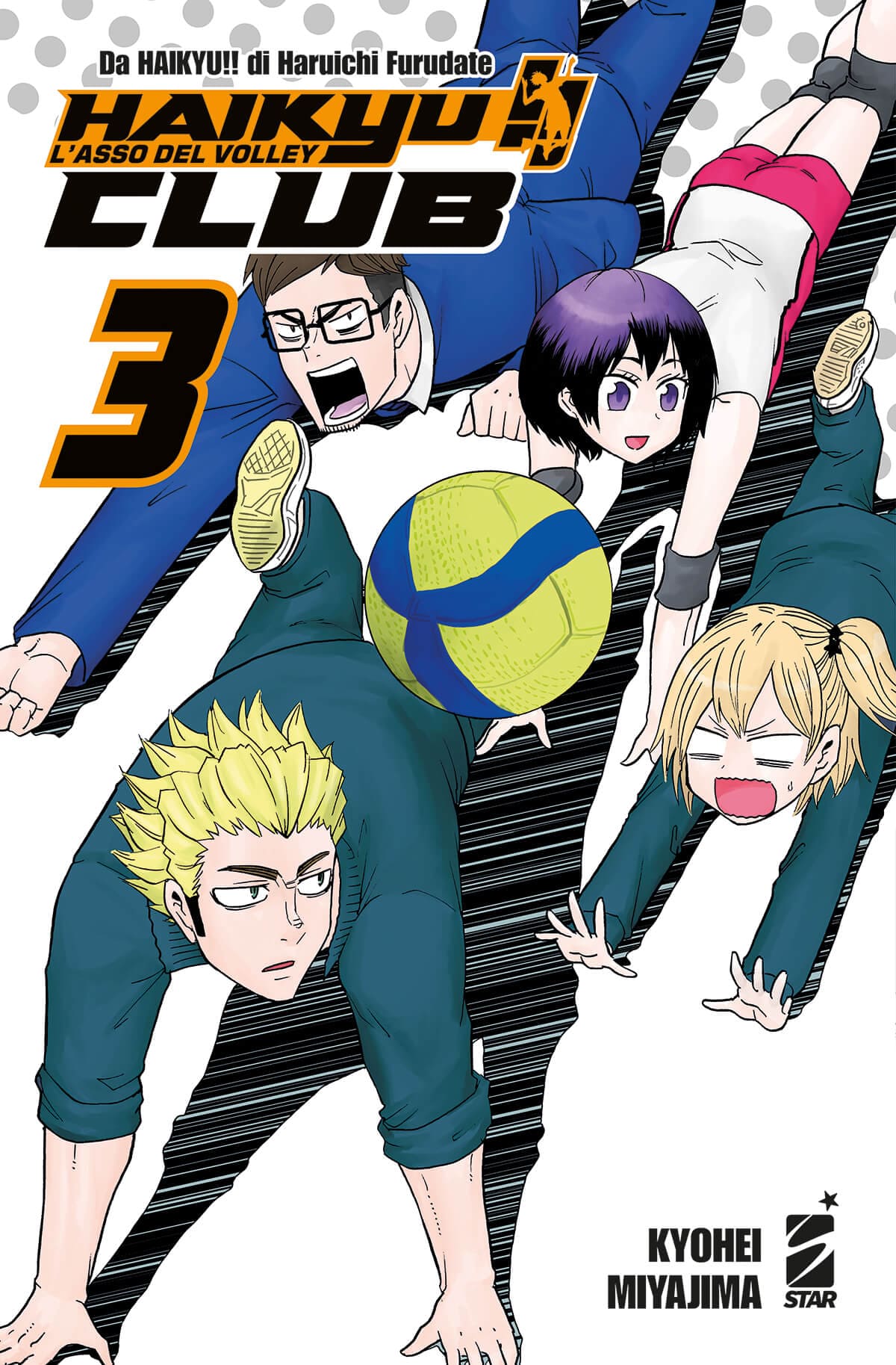 Copertina del fumetto HaiKyuu!! Club 3 pubblicato da Edizioni Star Comics, mostra personaggi e logo sulla copertina colorata.