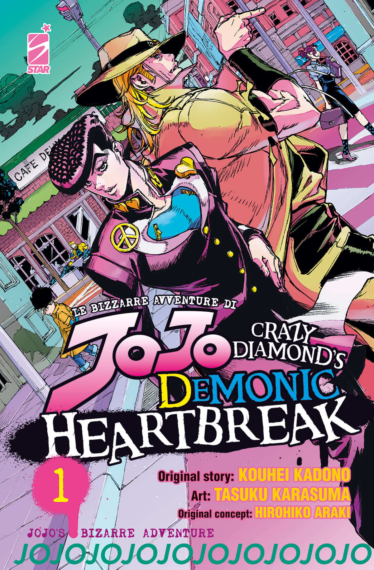 Copertina della pubblicazione "JoJo Crazy Diamond's Demonic Heart" di Edizioni Star Comics, mostra la copertina illustrata del manga.