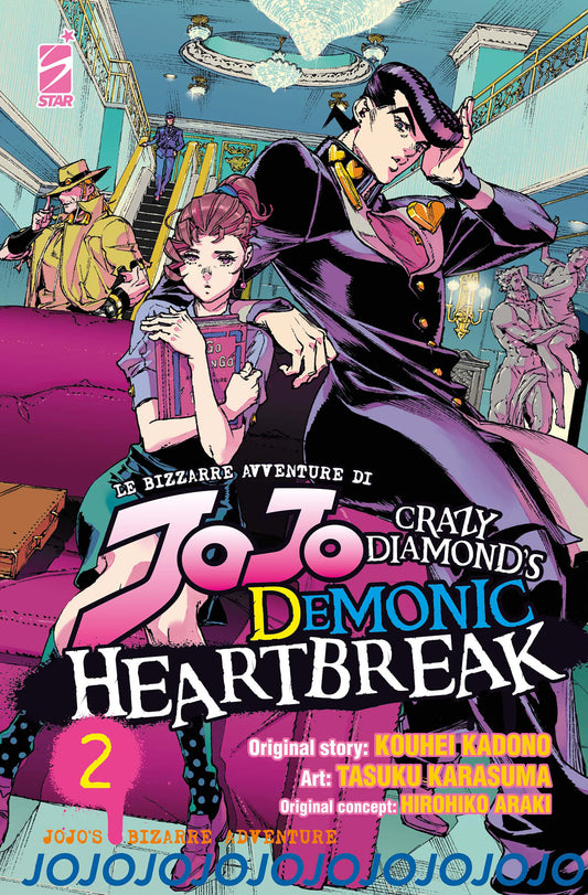 Copertina di JOJO CRAZY DIAMOND'S DEMONIC HEART2, pubblicazione di Edizioni Star Comics con illustrazione dettagliata.