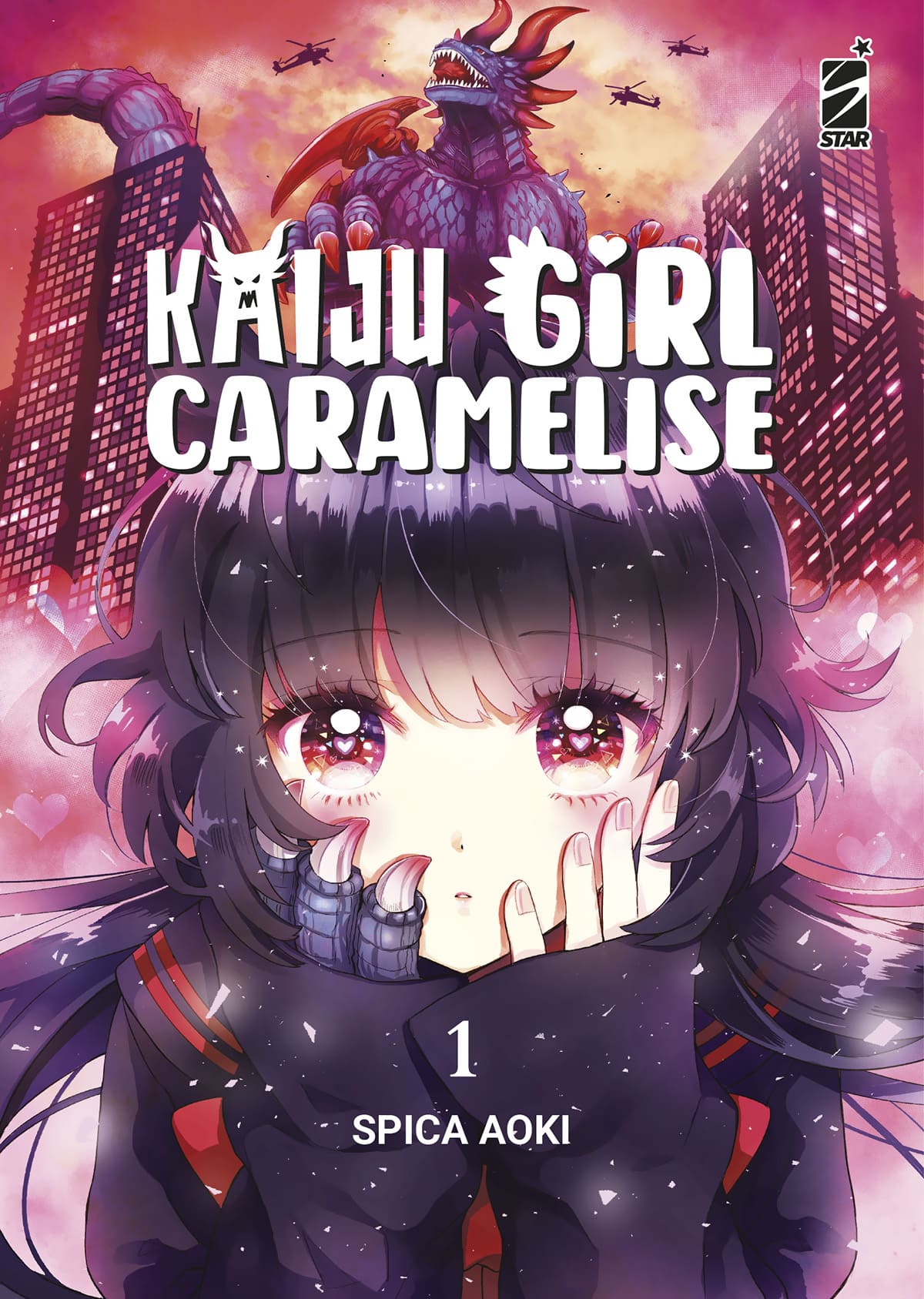 Copertina del fumetto Kaiju Girl Caramelise di Edizioni Star Comics, con personaggi e dettagli artistici visibili.