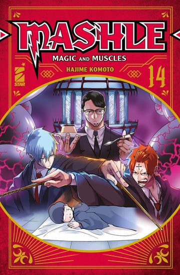 Copertina del volume 14 di MASHLE, pubblicazione di Edizioni Star Comics, con personaggi in stile manga.