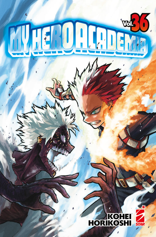 Copertina del volume MY HERO ACADEMIA 36 - DRAGON 296, pubblicazione di Edizioni Star Comics con illustrazioni.