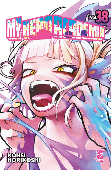 Copertina del volume MY HERO ACADEMIA 38 pubblicato da Edizioni Star Comics, con illustrazioni e dettagli del manga.
