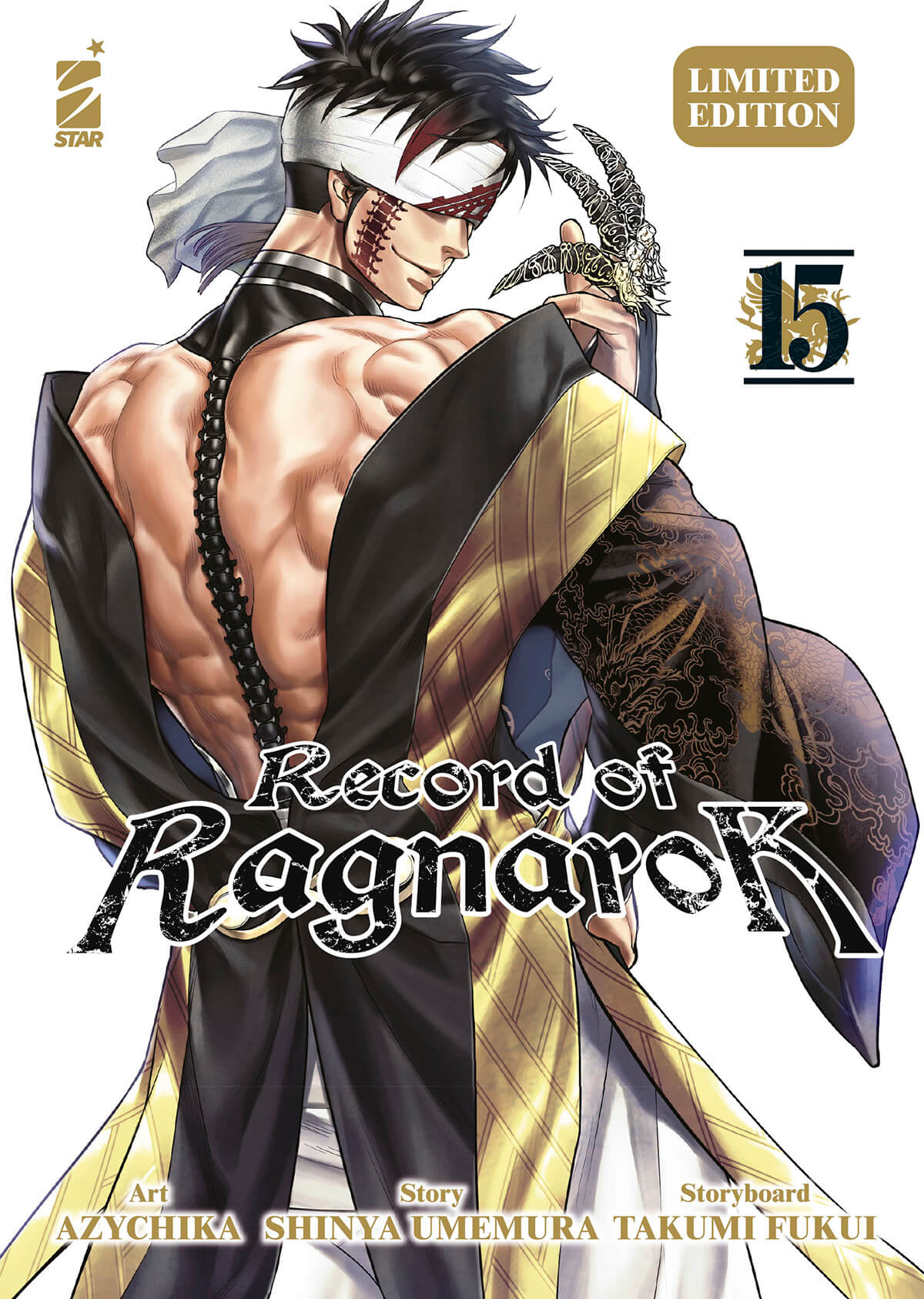 Copertina del volume 15 di Record of Ragnarok, edizione limitata, pubblicazione di Edizioni Star Comics.
