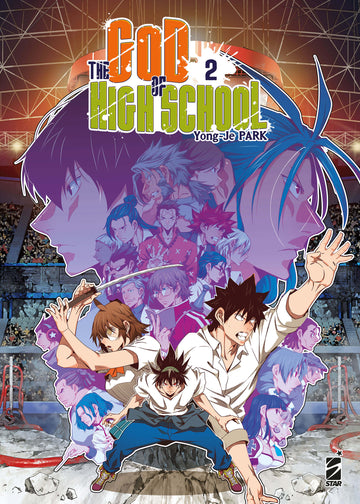 Copertina del fumetto "The God of High School 2" pubblicato da Edizioni Star Comics, con illustrazione dinamica e dettagli vivaci