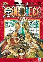 Copertina di "One Piece New Ed. 15 - Greatest 111" pubblicazione della Edizioni Star Comics, con illustrazione di personaggi di One Piece.