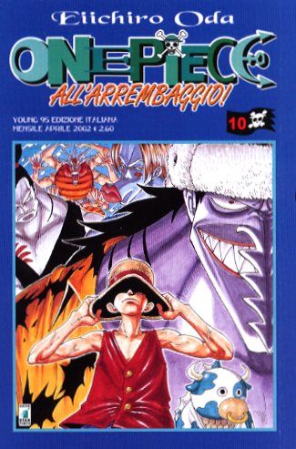 Copertina di "One Piece 10 - Young 95" pubblicazione di Edizioni Star Comics, mostra personaggi principali del manga.