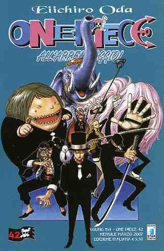 Copertina di ONE PIECE 42 di Young, pubblicazione delle Edizioni Star Comics, con illustrazione del personaggio principale