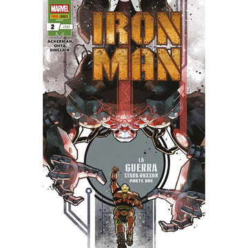 Copertina di pubblicazione Iron Man 137 dalla serie Iron Man 2, di Panini Comics, con immagine di Iron Man in azione.