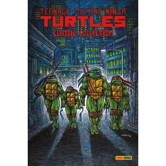 Copertina della pubblicazione TEENAGE MUTANT NINJA CLASSIC COLL 2 di PANINI COMICS, con illustrazione dei ninja mutanti in azione.