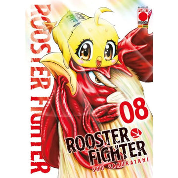 Copertina del fumetto Rooster Fighter 8 di Panini Comics, illustrazione dinamica con personaggi in azione.
