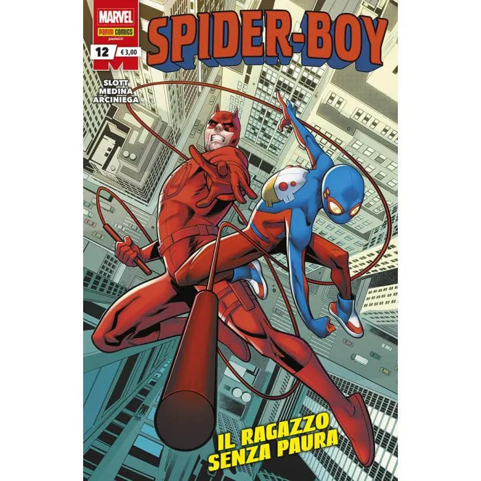 Copertina del fumetto Spider-Boy 12 di Panini Comics, pubblicazione di graphic novel con personaggi di supereroi Marvel.