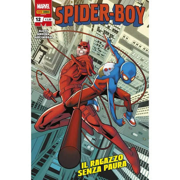 Copertina del fumetto Spider-Boy 12 di Panini Comics, pubblicazione di graphic novel con personaggi di supereroi Marvel.