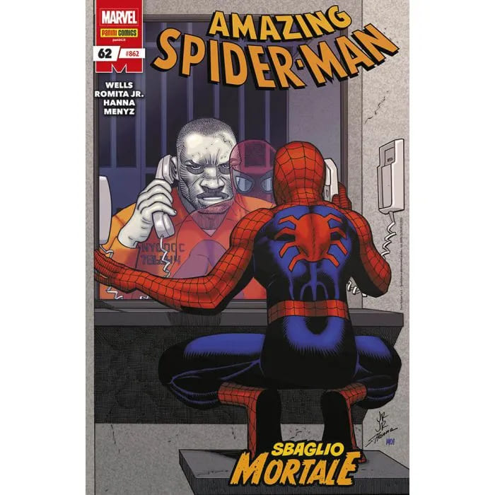Copertina della pubblicazione Spider-Man Uomo Ragno 862 di Panini Comics, mostra il celebre supereroe in azione.