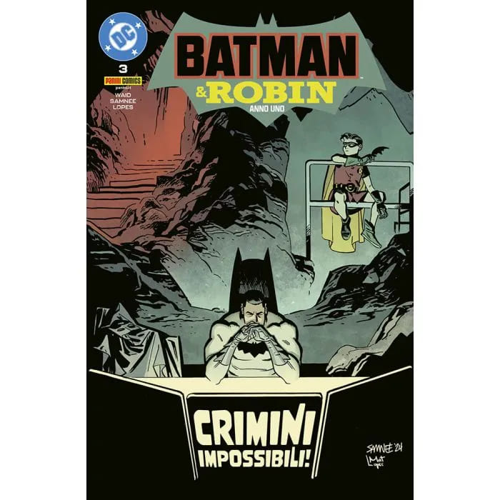 Copertina del fumetto Batman e Robin - Anno Uno 3 di 12, pubblicazione DC di Panini Comics, con Batman e Robin in primo piano.