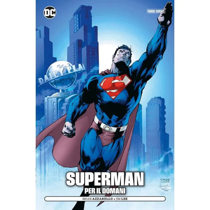 Copertina di pubblicazione DC Pocket Superman - Per il Domani di Panini Comics, con illustrazione di Superman in primo piano.
